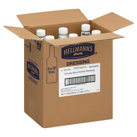 Hellmanns Blue Cheese Salad Dressing Salad Bar Bottles 32 fl. oz., PK6 84120314
